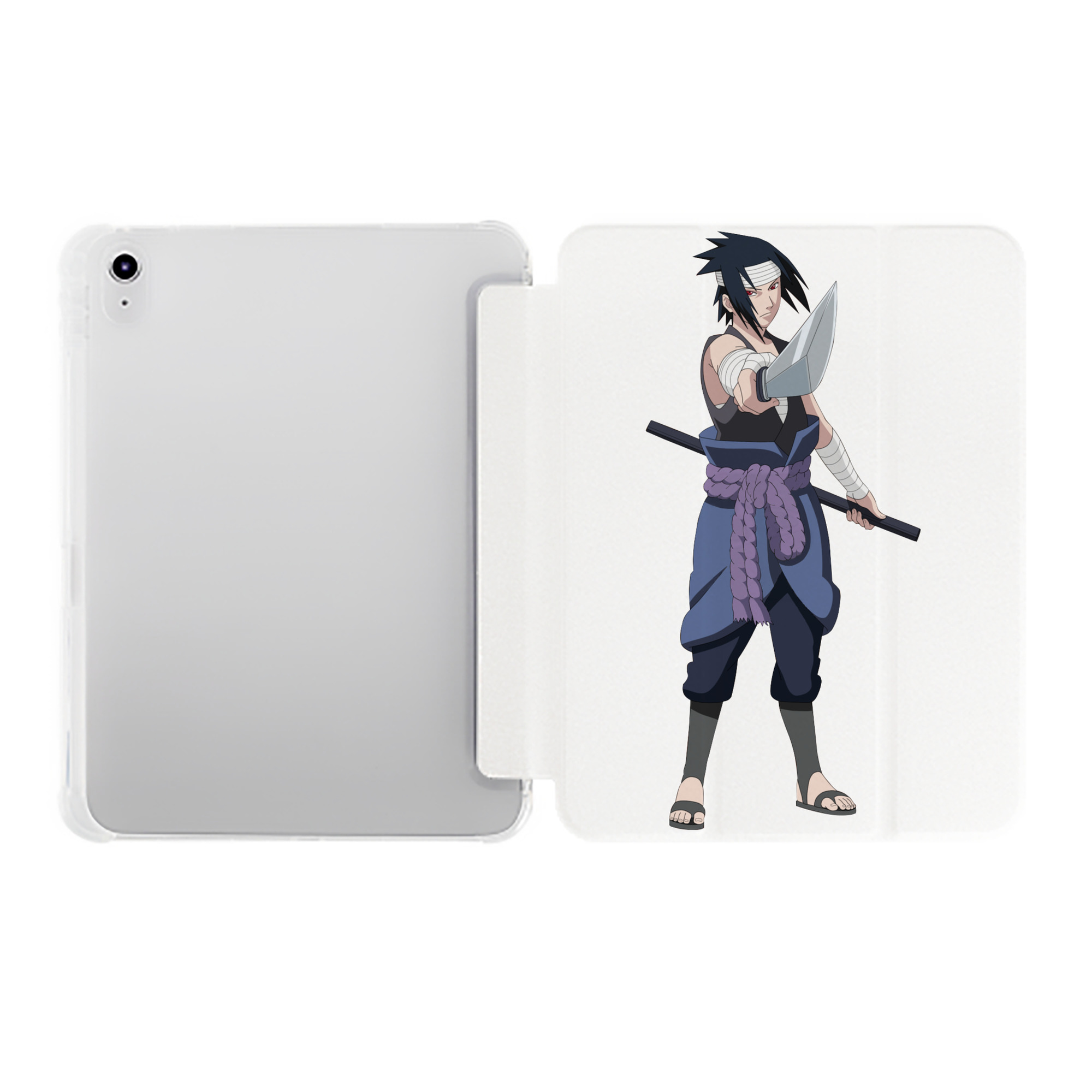 （画像用） NARUTO -ナルト- うちは サスケ Uchiha Sasuke IPad ケース ペン収納付き 三つ折りスタンド PUレザー×シリコン 対応機種9.5/10.5/10.9インチ